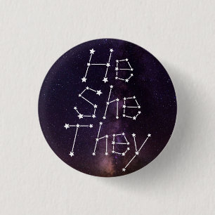 Hij/zij/zij Galaxy Sterrennacht Sky Constellation Ronde Button 3,2 Cm