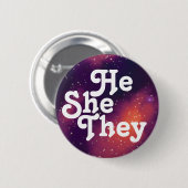 Hij/zij/zij hebben Galaxy Pronoun  Ronde Button 5,7 Cm (Voorkant /achterkant)