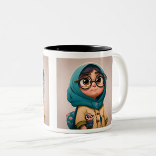 Hijab Girl Two-Tone Mok, 11 oz Tweekleurige Koffiemok