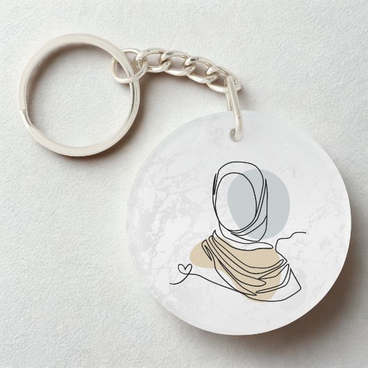 Hijab Line Art Marble Keychain | Acrylic Keychain