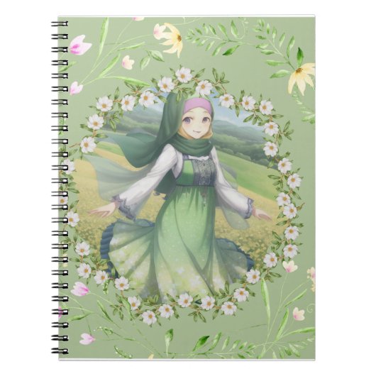 hijabi meisje in de lente notitieboek (Voorkant)