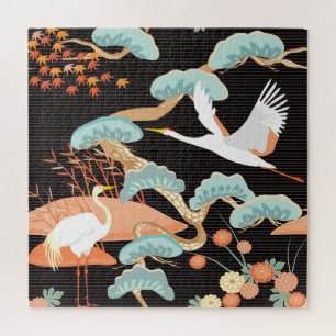 Hijskranen, reigers: Japans vogelpatroon. Legpuzzel