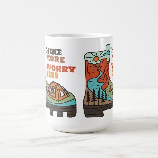 Hike More Worry Less Funny Camping Mug (Centre)