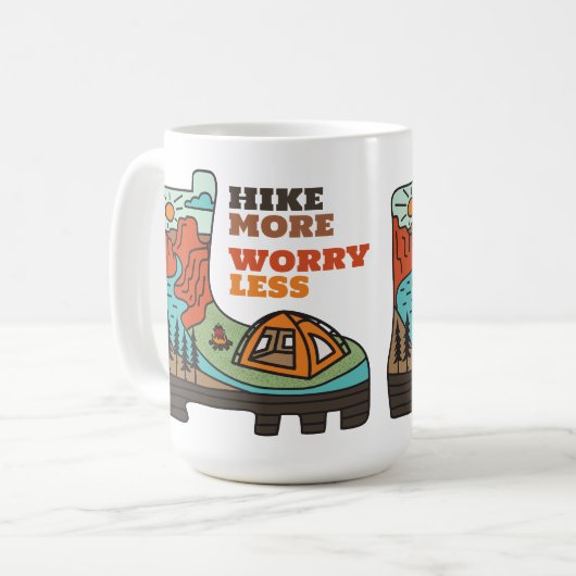 Hike More Worry Less Funny Camping Mug (Devant gauche)