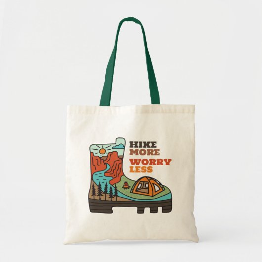Hike More Worry Less Funny Hiking Tote Bag (Devant)