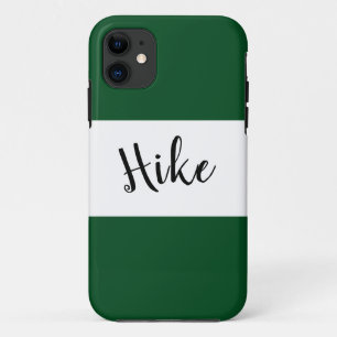 HIKE Text Bold Wide Camp Groene Witte Strepen iPhone 11 Hoesje