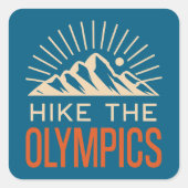 Hike The Olympic Mountains Washington Sunburst Vierkante Sticker (Voorkant)