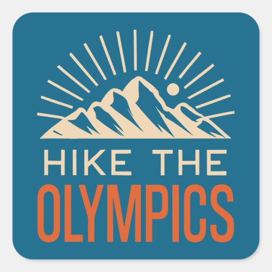Hike The Olympic Mountains Washington Sunburst Vierkante Sticker (Voorkant)