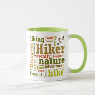 Hiker Hiking Word Cloud Mok