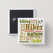 Hiker Hiking Word Cloud Square Button (Voorkant /achterkant)