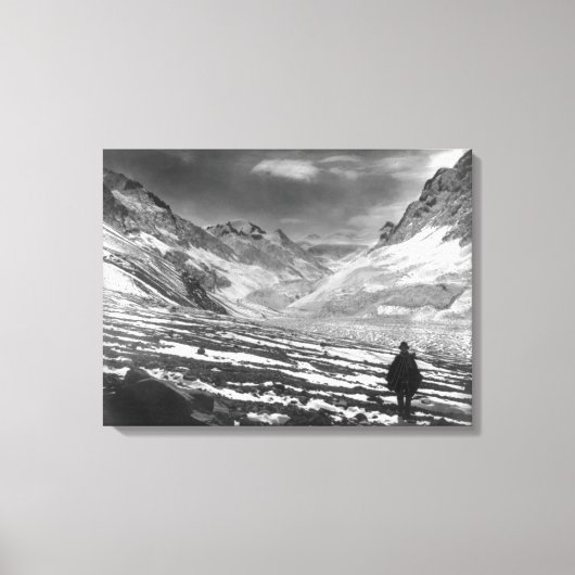 Hiker in de Aconcagua-vallei in Chili Photograp Canvas Afdruk (Voorkant)