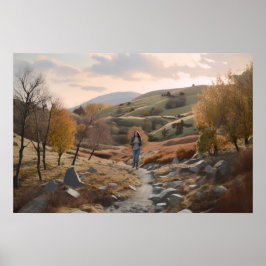 Hiker in de heuvels poster