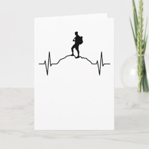 Hiker Mountainer Outdoor Heartbeat Gift Kaart