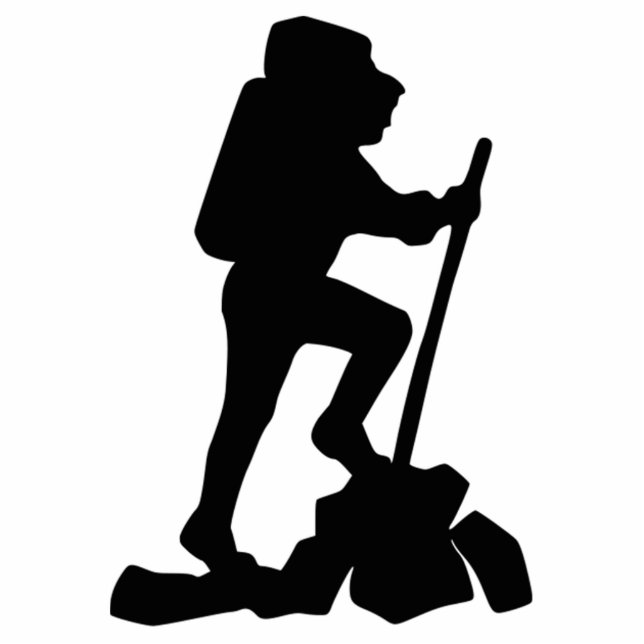 Hiker Silhouette Staand Fotobeeldje (Voorkant)