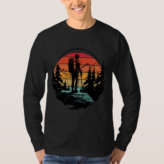 Hiker sunset retro  t-shirt (Voorkant)