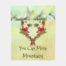 Hikers Fleece Blanket met Mountains and Deer'