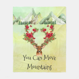 Hikers Fleece Blanket met Mountains and Deer' Deken