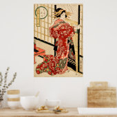 Hikeyotsu no yoru no ame ( Japanse gedrukte tekst) Poster (Keuken)