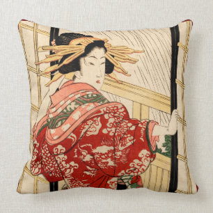 Hikeyotsu no yoru no ame (Oude Japanse druk) Kussen