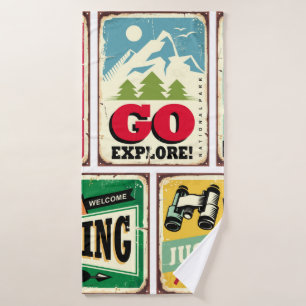 Hiking and camping retro signs collection. Outdoor