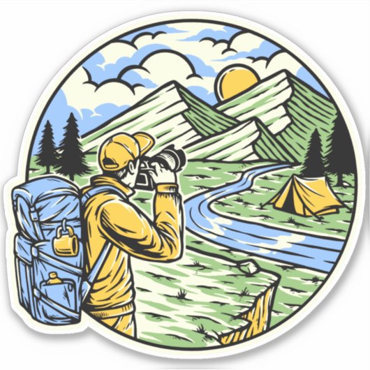 Hiking Backpack Natuur fotograaf Sticker (Voorkant)