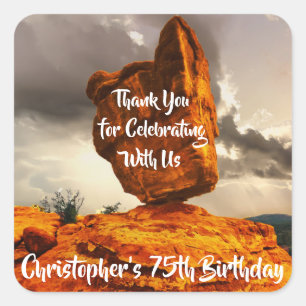Hiking Balanced Rock Birthday Party Vierkante Sticker