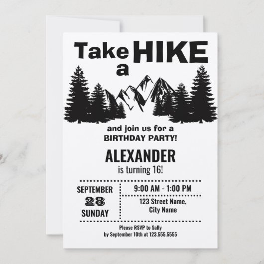 Hiking Birthday Party Invitation Kaart (Voorkant)