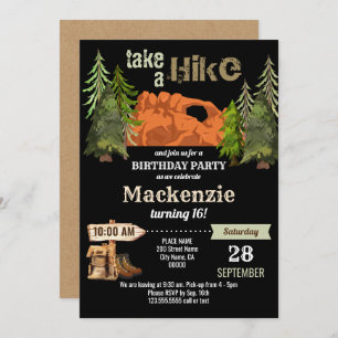Hiking Birthday Party Invitation Kaart