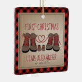 Hiking Boots Baby's eerste kerstcadeautje Keramisch Ornament (Rechts)