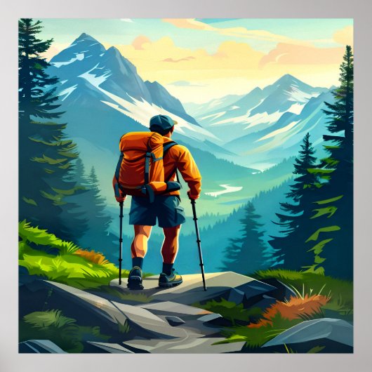 Hiking Digital Art Design Poster (Voorkant)