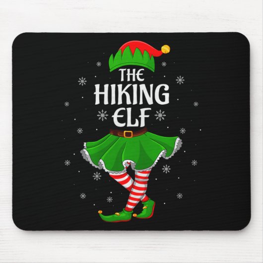 Hiking Elf Christmas Family Girls Women Elf Squad Muismat (Voorkant)