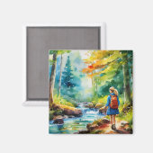 Hiking Girl Magneet (Voorkant / Achterkant)