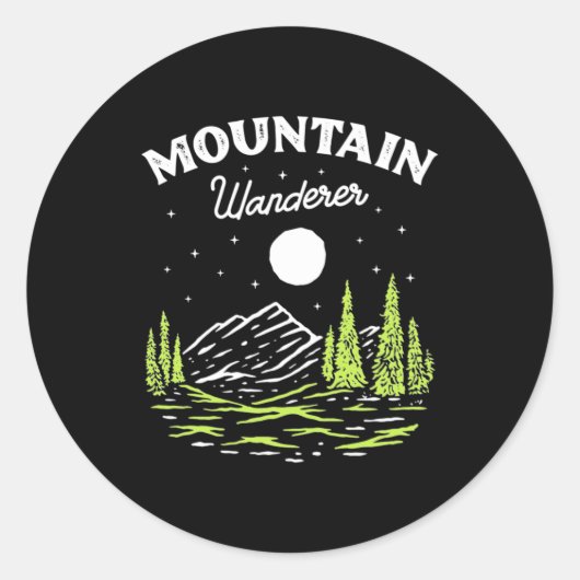 Hiking Mountain Wanderer Ronde Sticker (Voorkant)