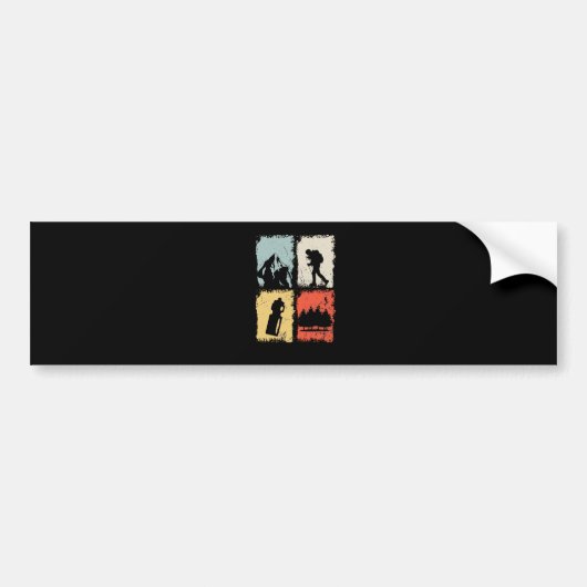 Hiking Retro Bumpersticker (Voorkant)