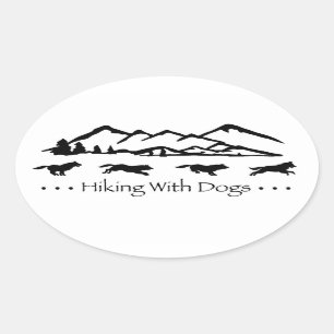 Hikken met Dogs Oval Sticker-Husky Ovale Sticker