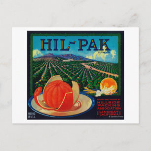 Hil Pak Oranje Label Lindsay, CA Briefkaart
