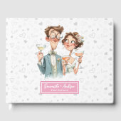 Hilaried Mariage Livre d'invité Quirky Couple Art (Recto)