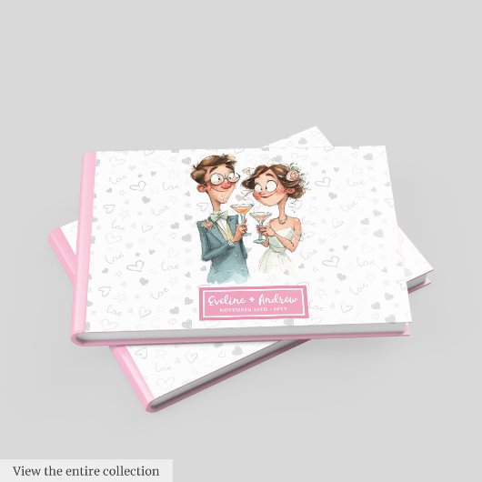 Hilaried Quirky Couple Mariage Livre d'invité Wate