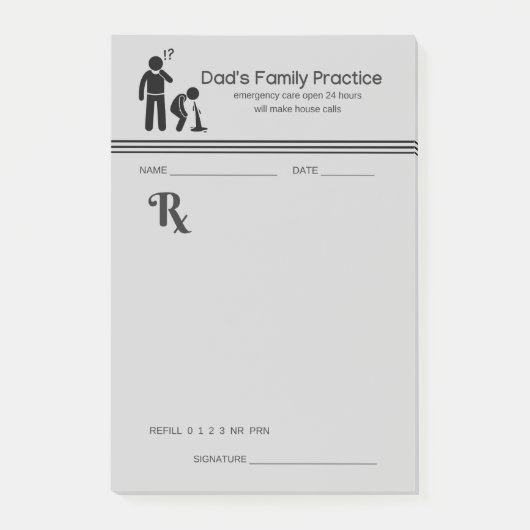 Hilarious Dad's Family Practice Prescription Pad Post-it® Notes (Voorkant)
