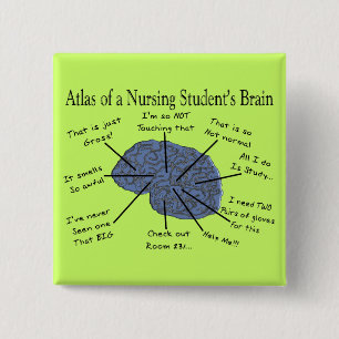 Hilarious Nursing Student "Brain" Gifts Vierkante Button 5,1 Cm