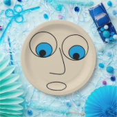 Hilarious Scared Man Cartoon Face Design Papieren Bordje (Feest)