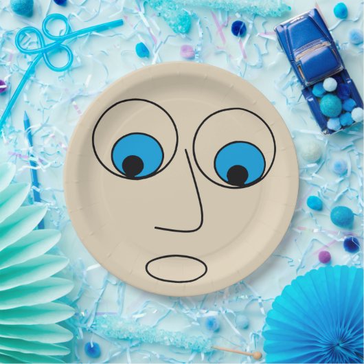 Hilarious Scared Man Cartoon Face Design Papieren Bordje (Feest)