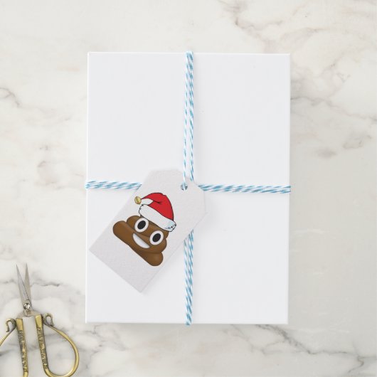 Hilarious Xmas Poop Emoji Cadeaulabel (Met Touw)
