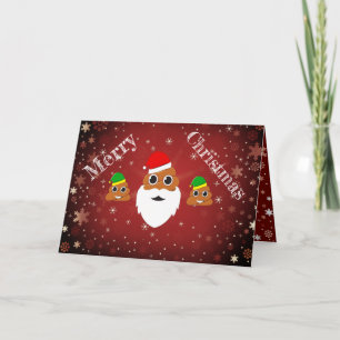 Hilarious Xmas Poop Santa met Helpers Emoji Feestdagen Kaart