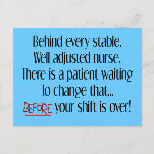 Hilarious Zurse Gifts "Behind each Stable Nurse" Briefkaart
