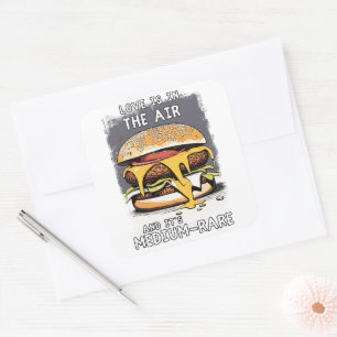 Hilarisch BURGER Quote  Retro Illustratie Vierkante Sticker