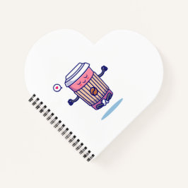 Hilarisch Cartoon Koffiepersonage Notitieboek