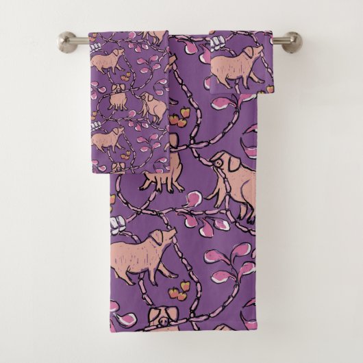 Hilarisch patroon Chinees Varkenspad Kies Kleur B Bad Handdoek (Insitu)