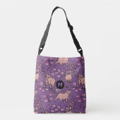 Hilarisch patroon Varkensjaar Monogram Kies Kleur Crossbody Tas (Achterkant)