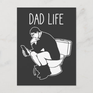 Hilarisch vadersleven Vaderdag Toilet Luie Daddy Briefkaart